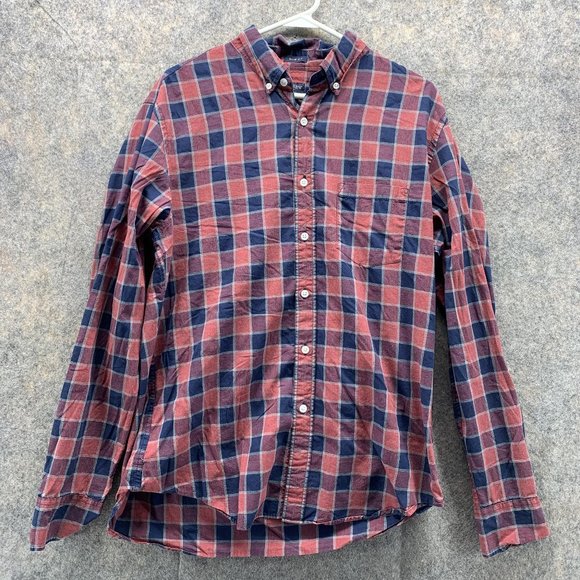 J Crew Shirt Men Large Adult Slim Fit Pink Blue Button Down Outdoors Dress - Picture 1 of 13